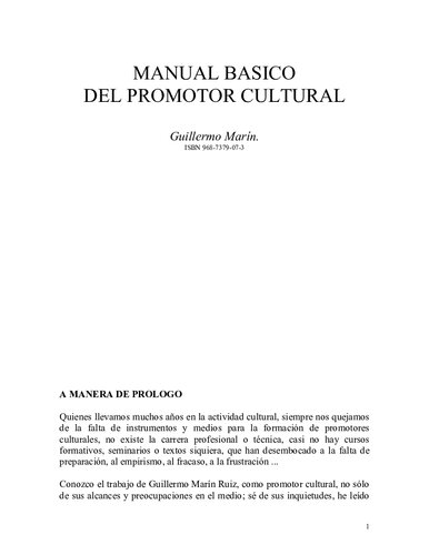 Manual Basico del Promotor Cultural