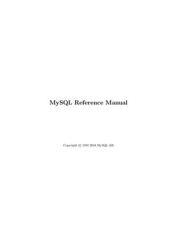 Mysql Reference Manual