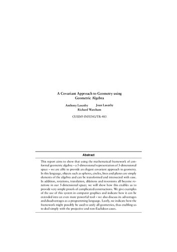 A Covariant Approach to Geometry using Geometric Algebra