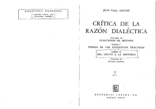 Critica De La Razon Dialectica Vol 2 (scan)