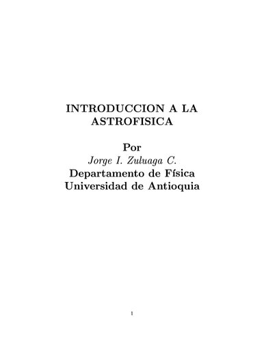 Introduccion A La Astrofisica