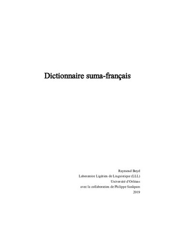 Dictionnaire Suma-Français (a Gbeya language)