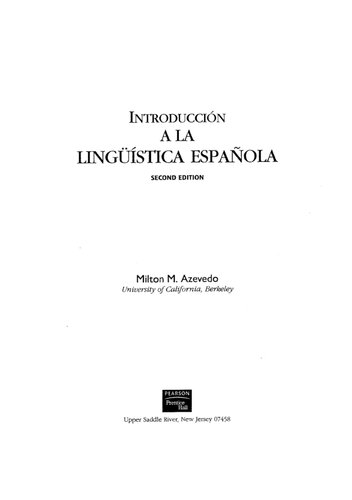 Introduccion A La Linguistica Española