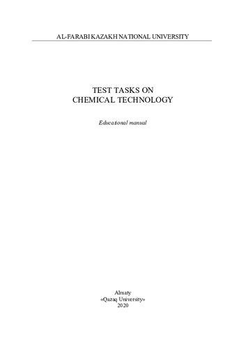 Test tasks on chemical technology: educational manual