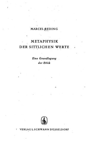 Metaphysik der sittlichen Werte