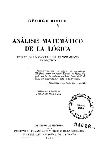 Analisis Matematico De La Logica