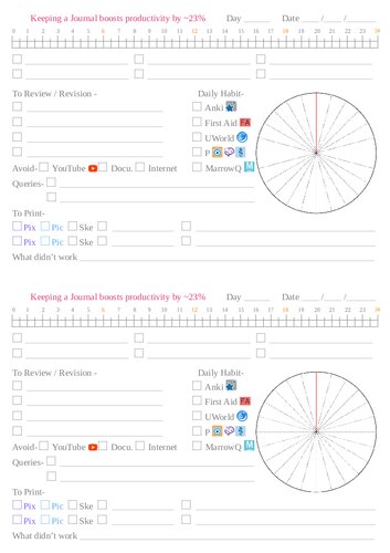 NEET PG + USMLE day planner (A4)