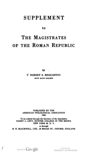 Supplement to the Magistrates of the Roman Republic