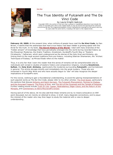 True Identity of Fulcanelli and the Da Vinci Code