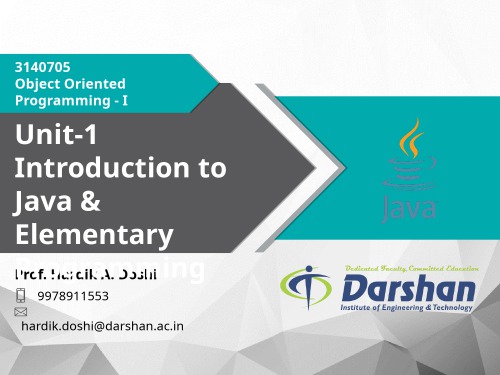 Object Oriented Programming - I (3140705) Darshan All Unit