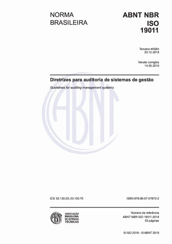 [ABNT NBR ISO 19011:2018] Diretrizes para auditoria de sistemas de gestão (Versão Corrigida: 2019)