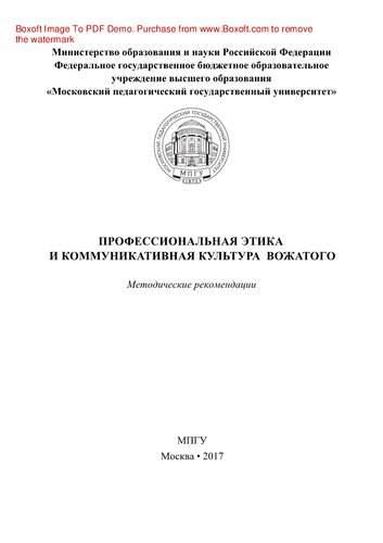 Профессиональная этика и коммуникативная культура вожатого. Методические рекомендации