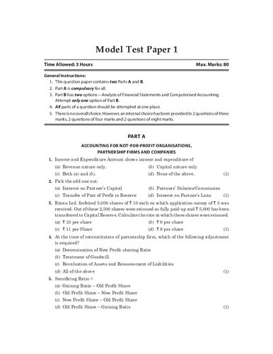 Accounts Sample Papers 2021 CBSE