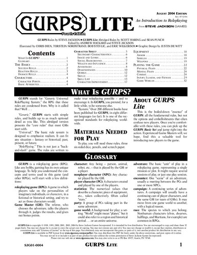 GURPS 4th edition. Lite