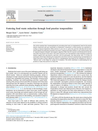 Fostering food waste reduction through food practice temporalities