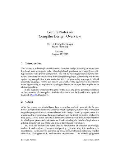 Compiler Design Lecture Notes (CMU 15-411)