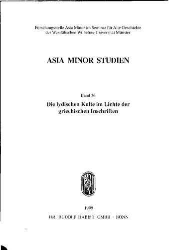 Die lydischen Kulte im Lichte der griechischen Inschriften