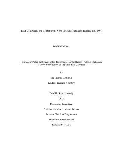 Land, Community and the State in the North Caucasus: Kabardino-Balkaria 1763-1991