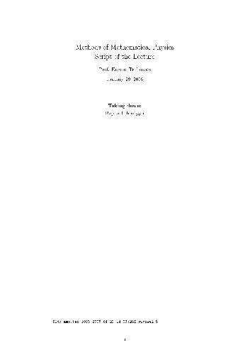 Methods of Mathematical Physics Script of the Lecture