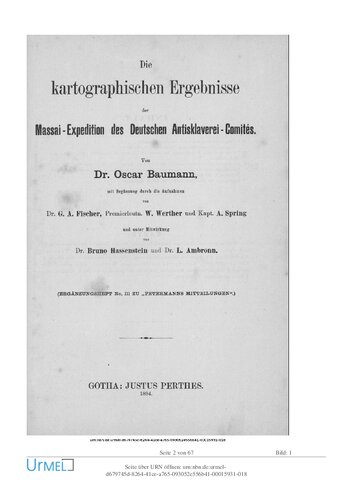 Die kartographischen Ergebnisse der Massai-Expedition des Deutschen Antisklaverei-Comités