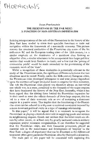 Power and Propaganda: A Symposium on Ancient Empires 
The Phoenicians in the Far West: A Function of Neo-Assyrian Imperialism