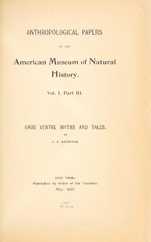 Gros Ventre Myths and Tales