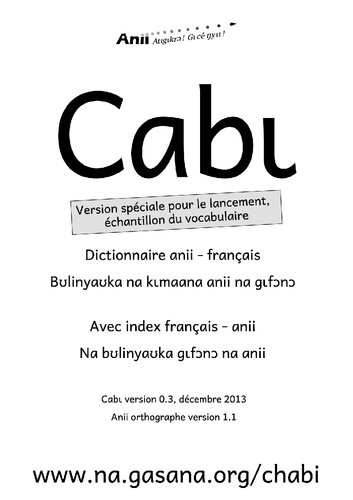 Cabɩ, Dictionnaire anii-français, Bʊlinyaʊka na kɩmaana anii na gɩfɔnɔ