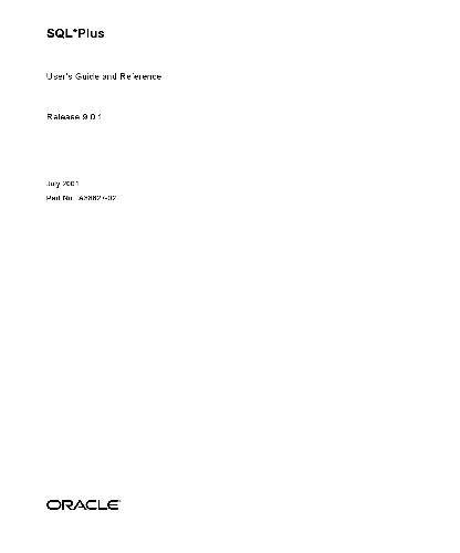 SQL Plus. User's Guide and Reference