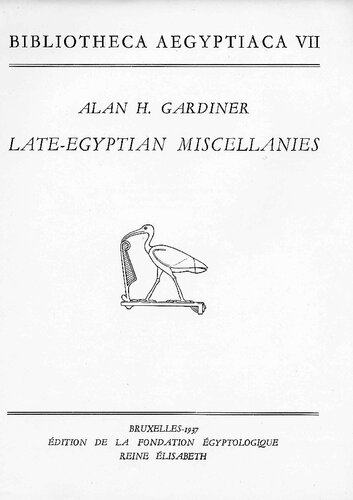 Late-Egyptian Miscellanies