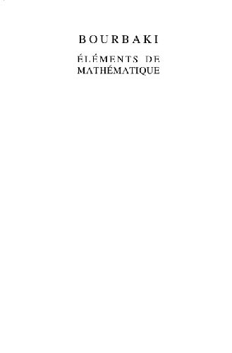 Elements de Mathematique. Fonctions d'une variable reelle. Theorie elementaire