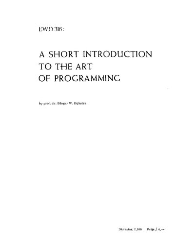 A Short Introduction To the Art of Programming