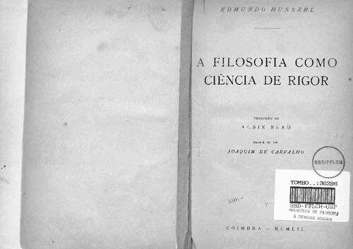 A filosofia como ciência de rigor