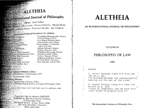 ALETHEIA - An international journal of philosophy 
The Apriori Foundations of the Civil Law