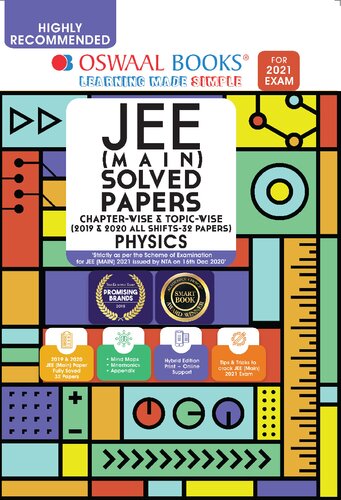 Oswaal IIT JEE Main Solved Papers Physics Chapterwise and Topicwise 2019 and 2020 All shifts 32 Papers