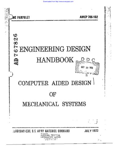 Engineering Design Handbook - Computer Aided Design of Mechanical Systems