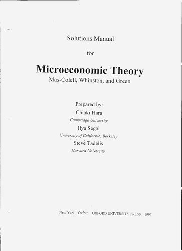 Solutions Manual for Microeconomic Theory