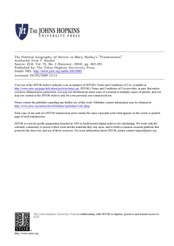 The Political Geography of Horror in Mary Shelley’s "Frankenstein"