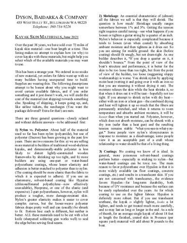 Baidarka Kayak Boat Skin on Frame Materials