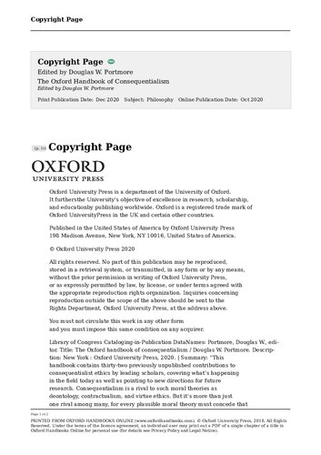 The Oxford Handbook of Consequentialism