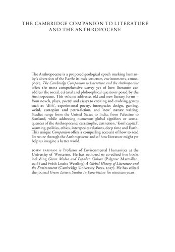 The Cambridge Companion to Literature and the Anthropocene