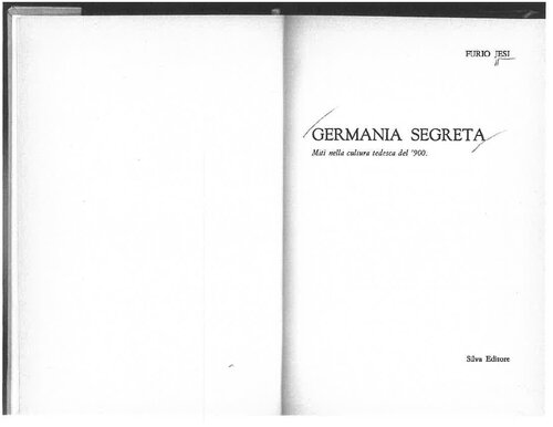 Germania segreta. Miti nella cultura tedesca del '900