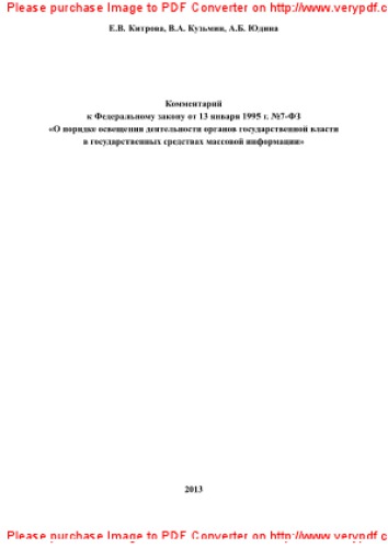 Комментарий к Федеральному закону от 13 января 1995 г. № 7-ФЗ «О порядке освещения деятельности органов государственной власти в государственных средствах массовой информации» (2-е издание переработанное и дополненное)