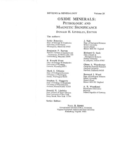 Oxide Minerals-Petrologic and Magnetic Significance