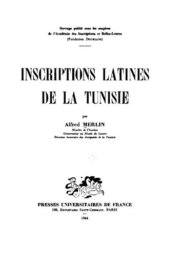 Inscriptions latines de la Tunisie