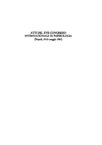 Atti del XVII Congresso internazionale di papirologia [Napoli, 19-26 maggio 1983], vol. 3. Papirologia documentaria. Papirologia araba.