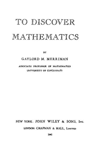 To discover mathematics
