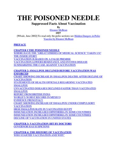 THE POISONED NEEDLE Suppressed Facts About Vaccination