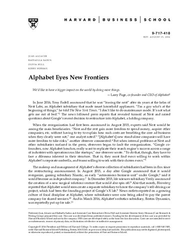 Alphabet Eyes New Frontiers