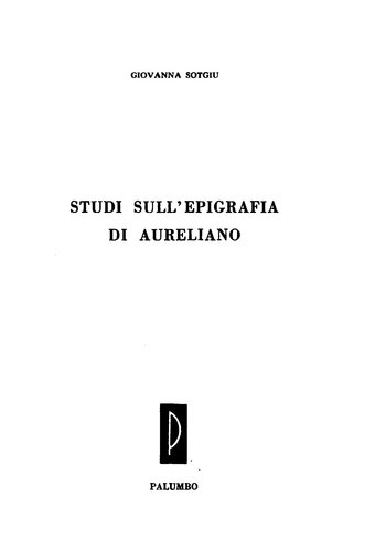 Studi sull'epigrafia di Aureliano