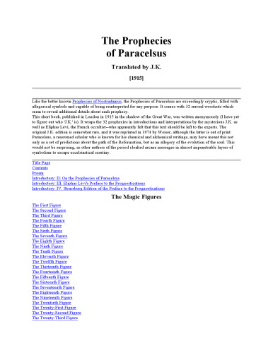 Paracelsus: Life and Prophecies